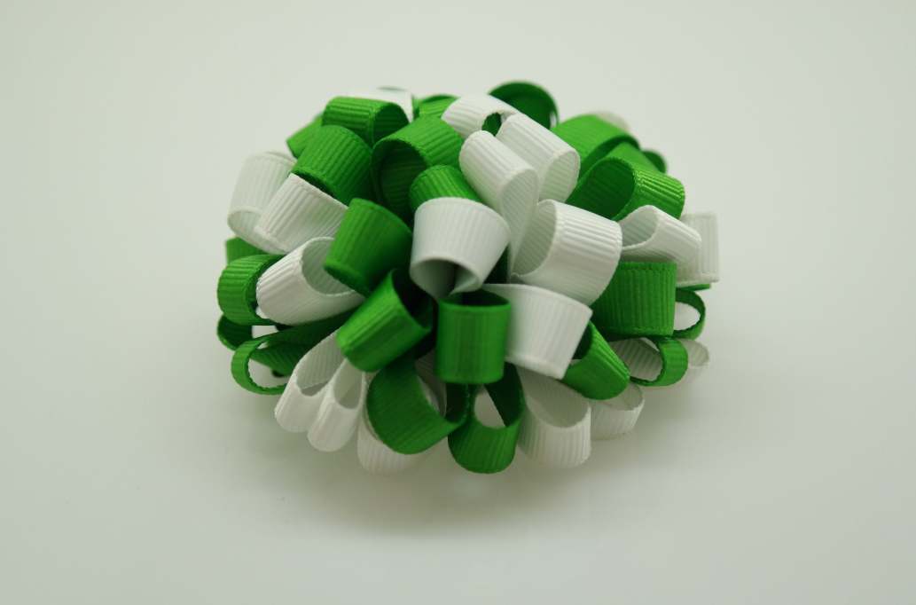 Small bowtique hair Bow with colors  Classical Green, White